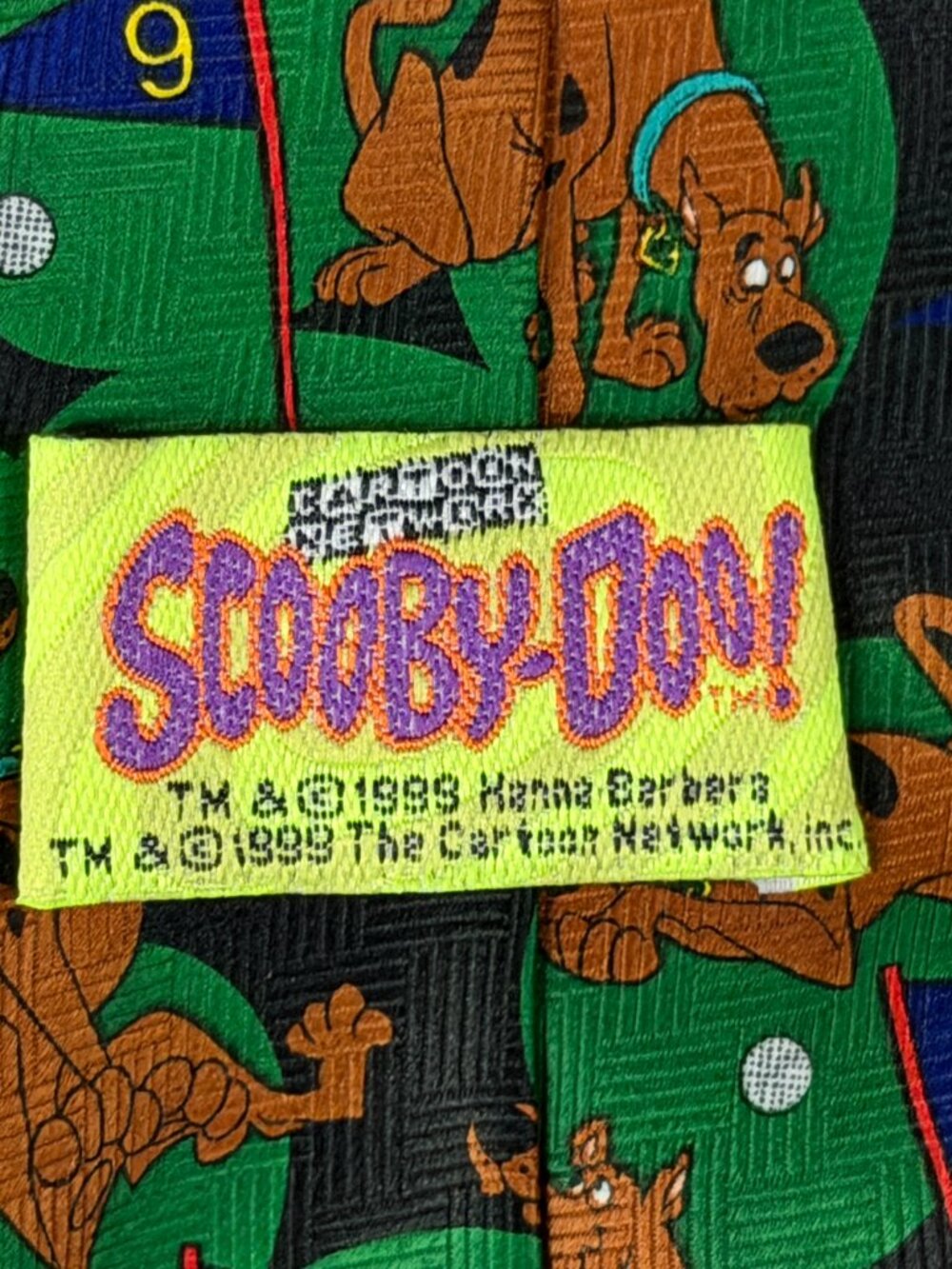 Vintage 1999 Scooby-Doo Golf Necktie Green Cartoon Network Novelty Tie - Picture 3 of 4